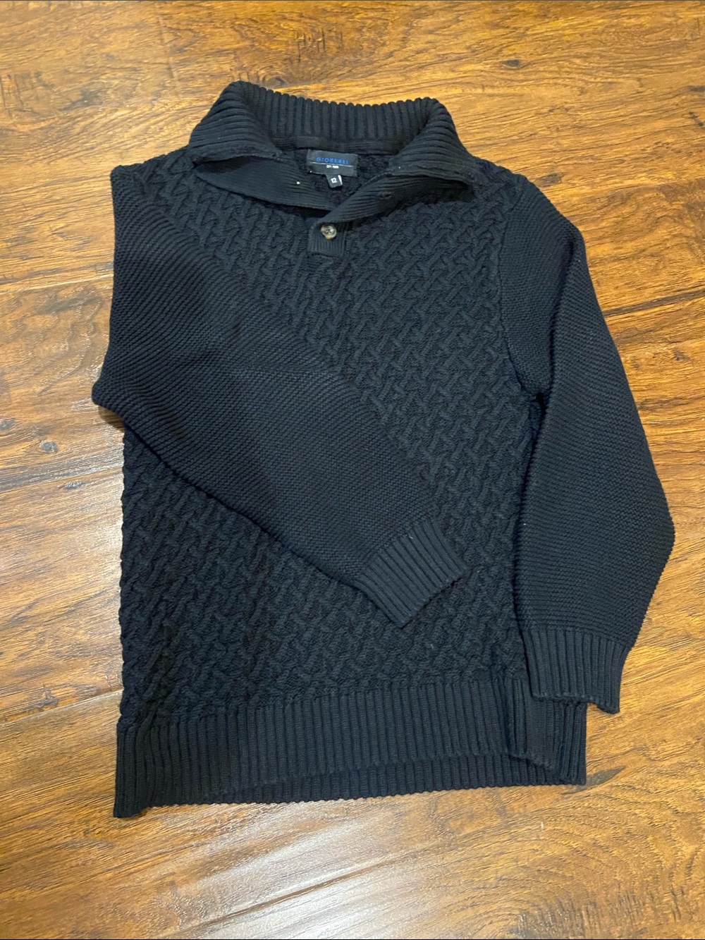 Black Cable Knit Zip-Neck Sweater - Giorgio Armani Kids